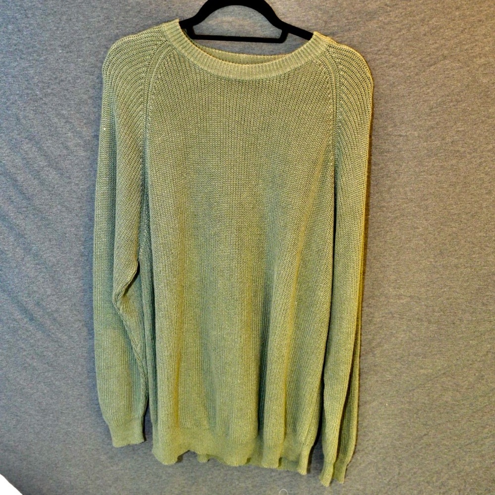 Green Piacenza Linen & Cotton Crewneck Sweater